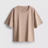 Boksformet bomuldst-shirt med rund hals