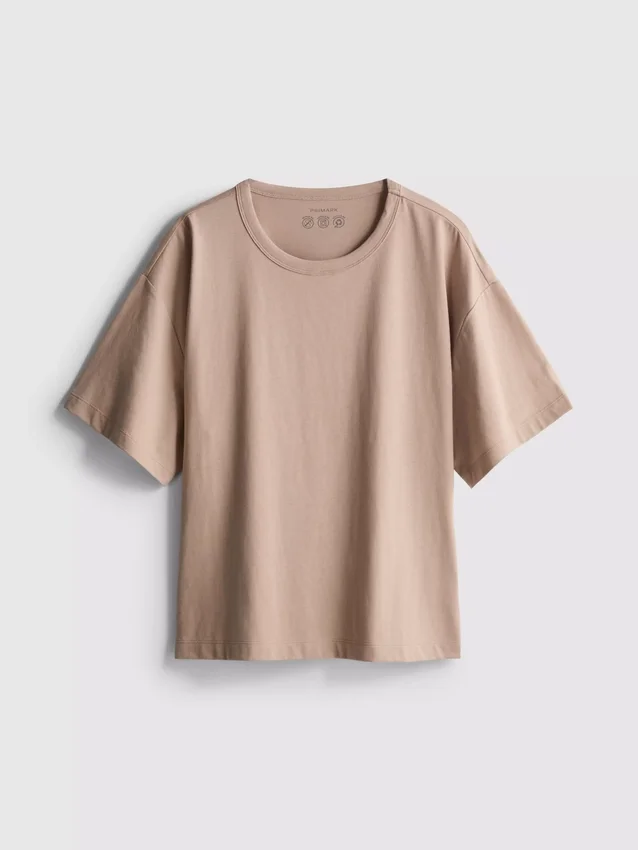 Boksformet bomuldst-shirt med rund hals
