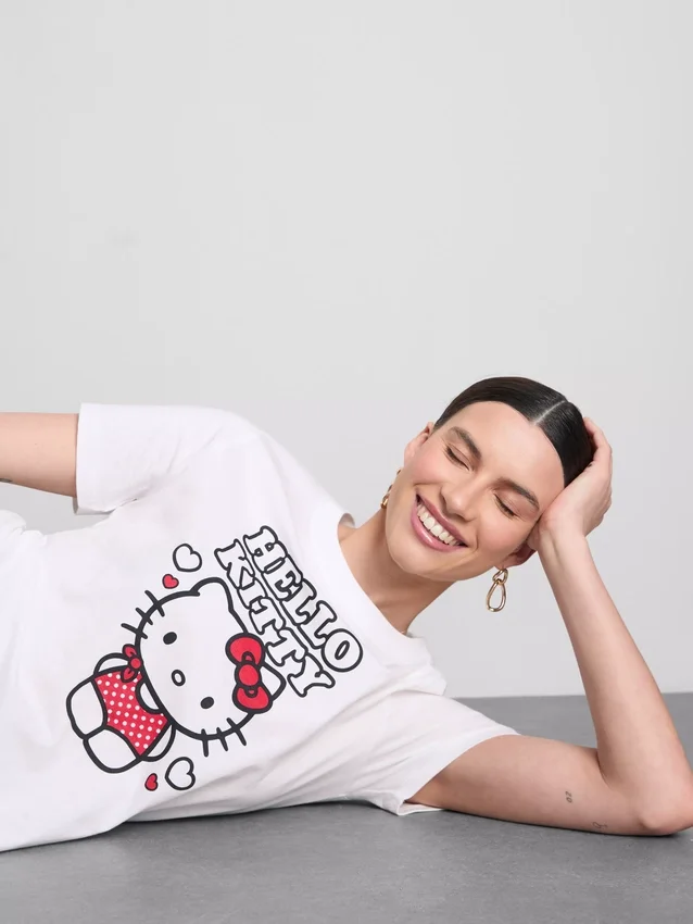 Bomulds-T-shirt med Hello Kitty-motiv