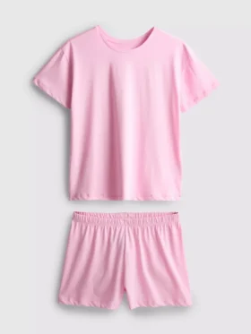 Bomulds-T-shirt-pyjamasser med korte ben