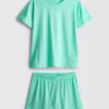 Bomulds-T-shirt-pyjamasser med korte ben