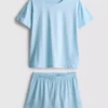 Bomulds-T-shirt-pyjamasser med korte ben