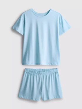 Bomulds-T-shirt-pyjamasser med korte ben