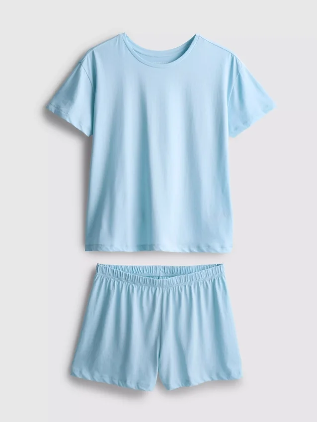 Bomulds-T-shirt-pyjamasser med korte ben