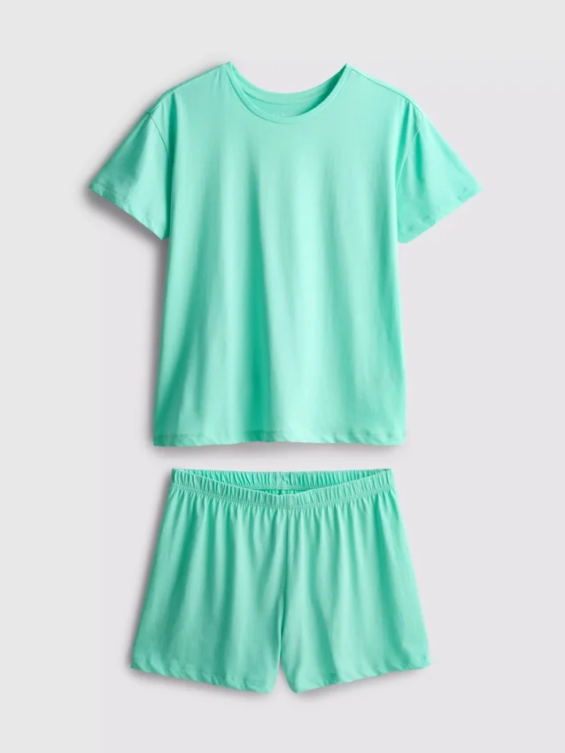 Bomulds-T-shirt-pyjamasser med korte ben