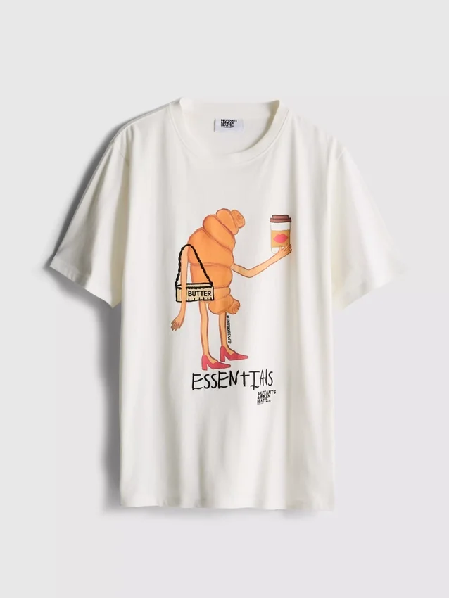 Bouffants and Broken Hearts bomulds-croissant-T-shirt