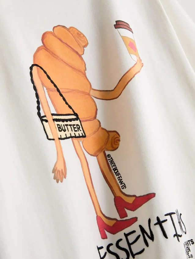 Bouffants and Broken Hearts bomulds-croissant-T-shirt