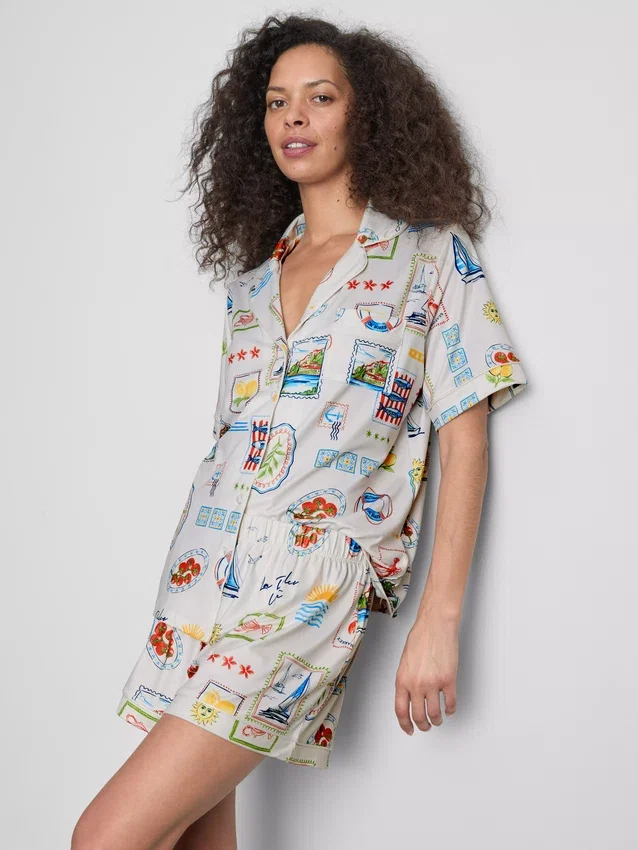 Boyfriend-pyjamasser med korte ben