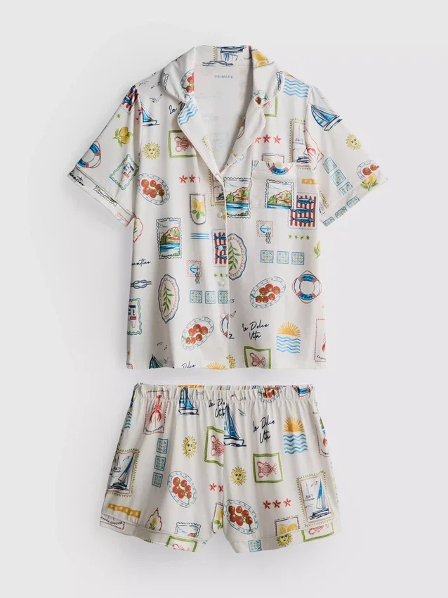 Boyfriend-pyjamasser med korte ben