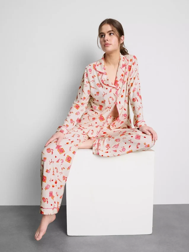 Boyfriend-pyjamasser med print