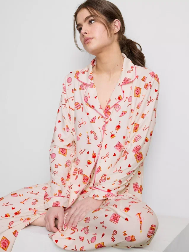 Boyfriend-pyjamasser med print