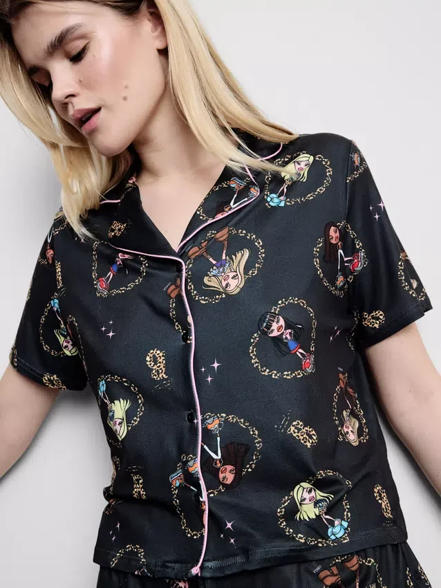 Bratz pyjamasser med grafisk print og korte bukser i boyfriend-stil