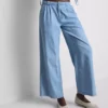 Bredbenede jeans i plisseret bomuldsdenim