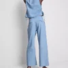 Bredbenede jeans i plisseret bomuldsdenim