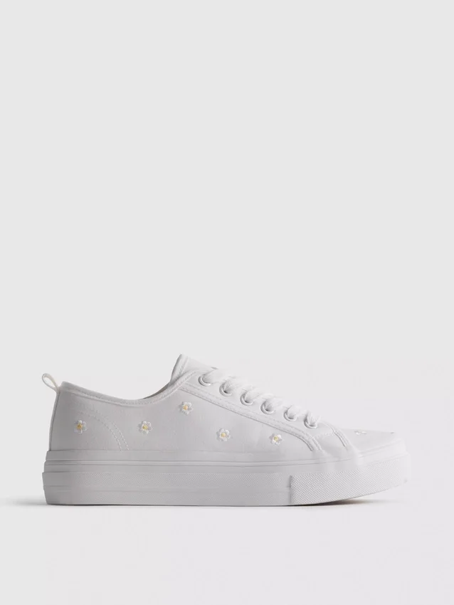 Broderede daisy-Sneakers