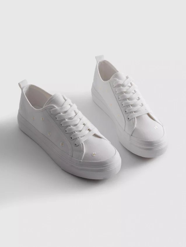 Broderede daisy-Sneakers