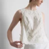 Broderet blomstret tanktop med bindebånd