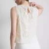 Broderet blomstret tanktop med bindebånd