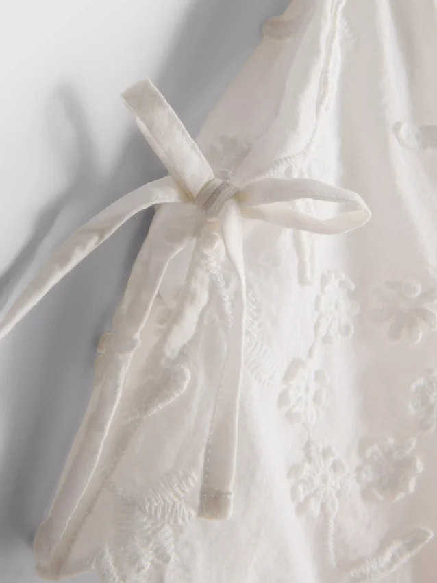 Broderet blomstret tanktop med bindebånd