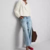 Broderet bluse med ballonærmer