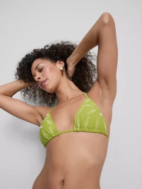 Broderet trekantet bikini-top med fiskemotiv