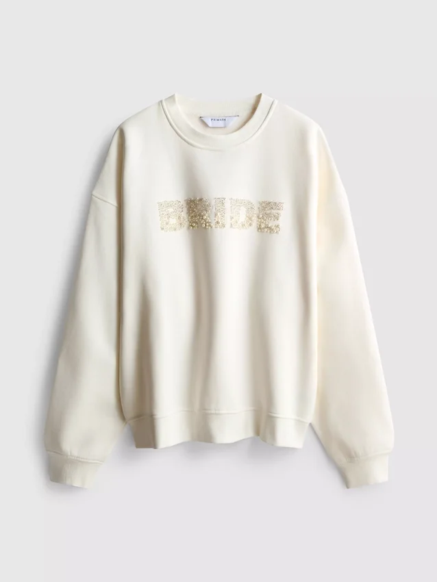 Brudekjole-sweatshirt med broderi og pailletter