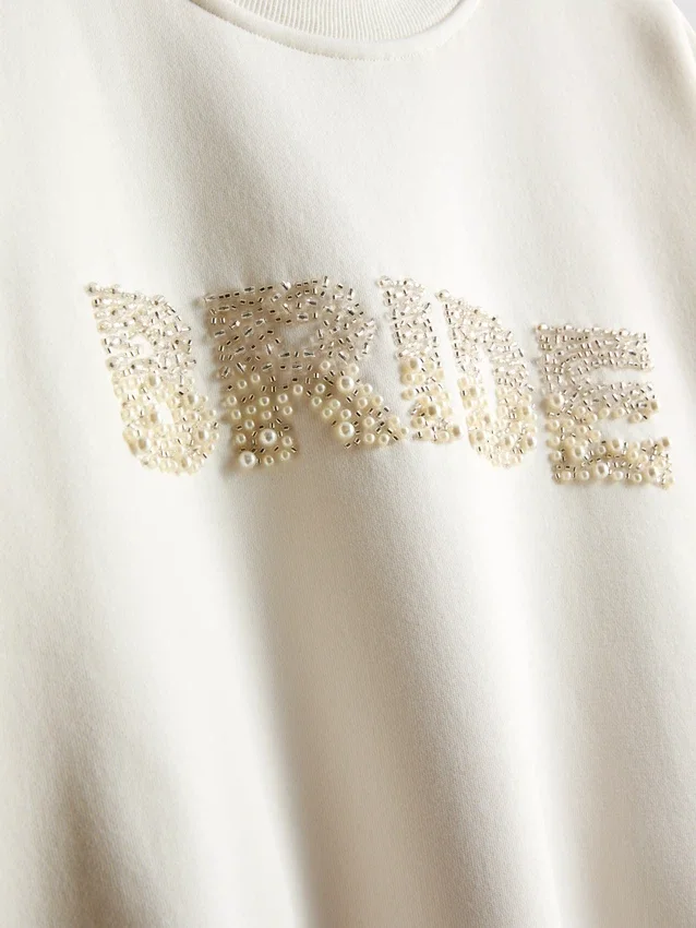 Brudekjole-sweatshirt med broderi og pailletter