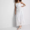 Cami-top i bomuld med broderet peplum-kant