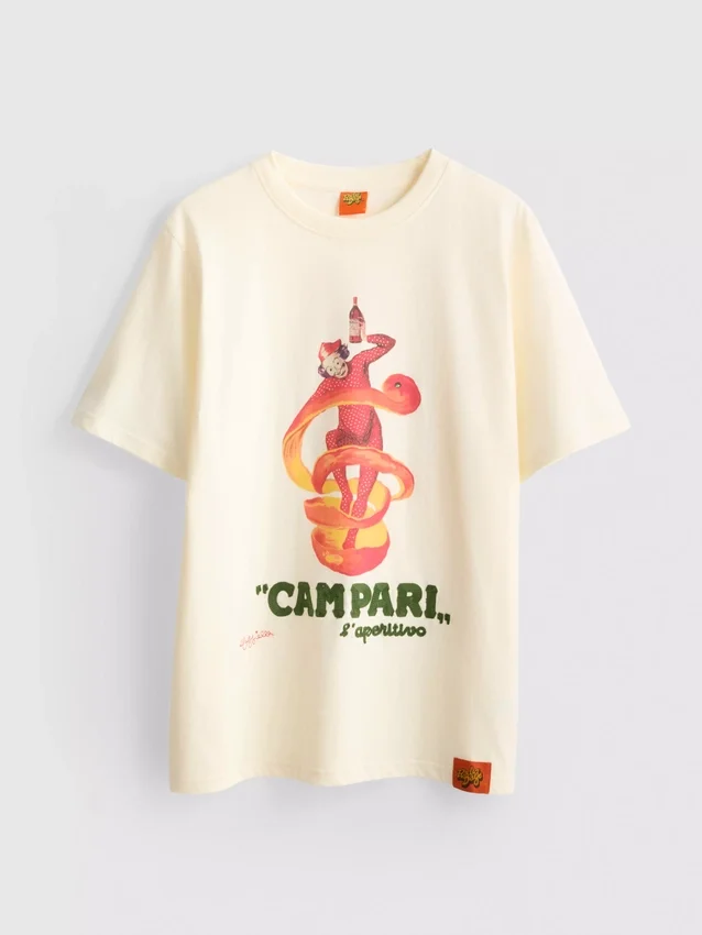 Campari bomulds-T-shirt med rund hals