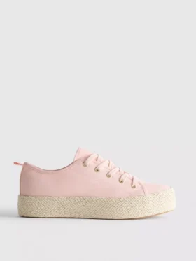 Canvas-jute-sneakers med flad sål