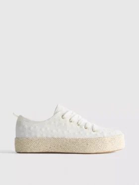 Canvas-jute-sneakers med flad sål