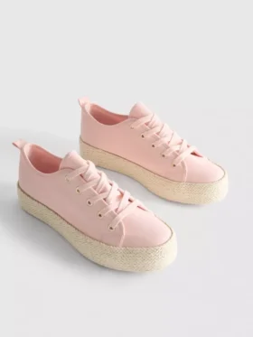Canvas-jute-sneakers med flad sål