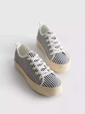 Canvas-jute-sneakers med flad sål