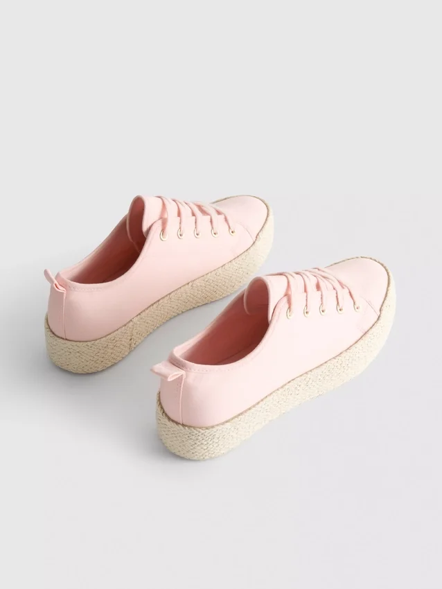 Canvas-jute-sneakers med flad sål