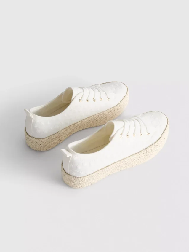 Canvas-jute-sneakers med flad sål