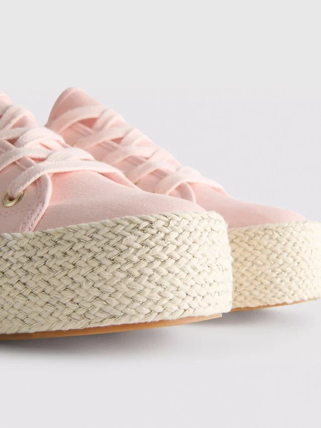 Canvas-jute-sneakers med flad sål