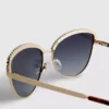 Cat-eye-solbriller med rhinestones