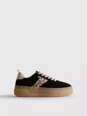 Chunky sneakers med leopardmønster og gummisål