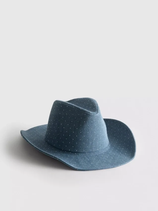 Cowboyhat i denim med nitter