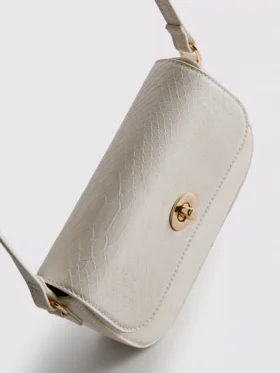 Crossbody-taske i imiteret læder med slangemønster