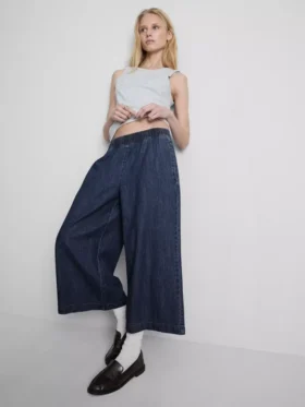 Culotte-Jeans med brede ben
