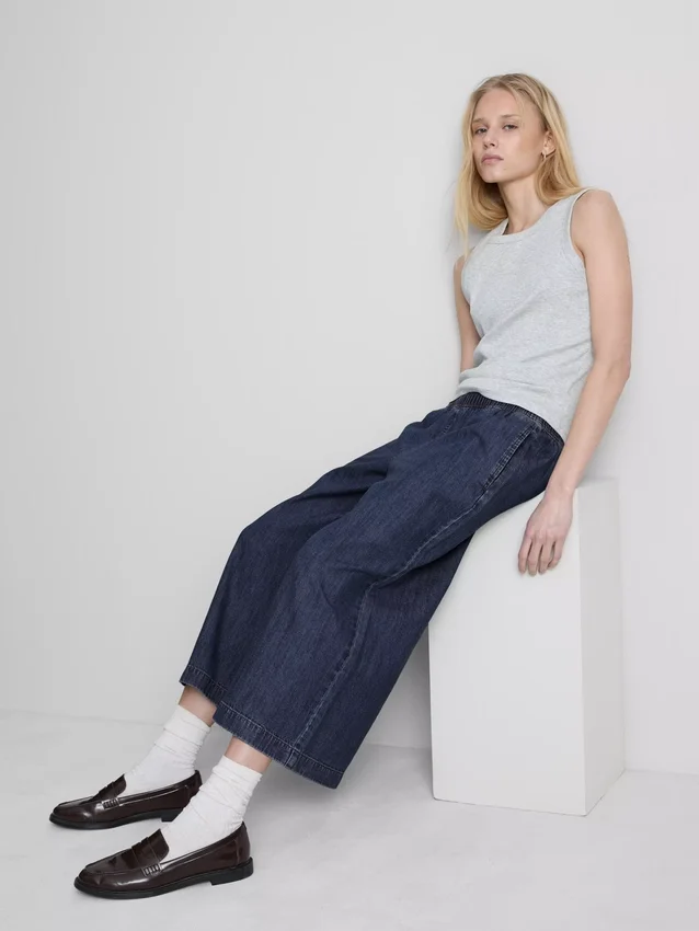 Culotte-Jeans med brede ben