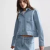 Denimjakke med påsyet lomme i bomuld