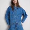 Denimjakke med påsyet lomme i bomuld