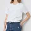 Denimshorts med mellemhøj talje og opsmøg