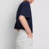 Denimshorts med mellemhøj talje og opsmøg