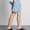 Denimshorts med struktur og snøre