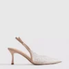Diamanta slingback-højhælede sko med imiterede perler