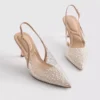 Diamanta slingback-højhælede sko med imiterede perler