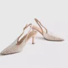 Diamanta slingback-højhælede sko med imiterede perler